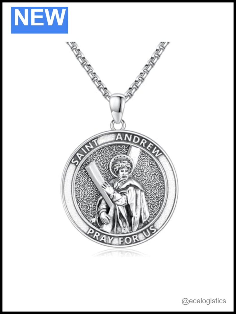 St Andrew Cross Necklace Sterling Silver Amulet Pendant